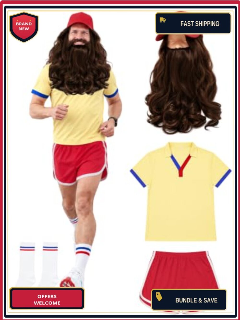Men's 70s Running Halloween Costume Set Retro Outfit